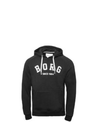schwarzer und weißer bedruckter Pullover mit einem Kapuze von Bjorn Borg