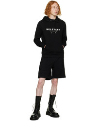 schwarzer und weißer bedruckter Pullover mit einem Kapuze von Belstaff