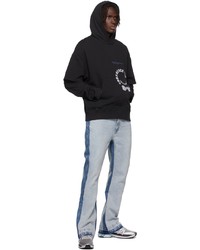 schwarzer und weißer bedruckter Pullover mit einem Kapuze von C2h4