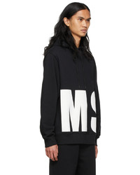 schwarzer und weißer bedruckter Pullover mit einem Kapuze von MSGM