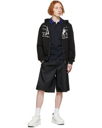 schwarzer und weißer bedruckter Pullover mit einem Kapuze von Versace