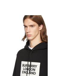 schwarzer und weißer bedruckter Pullover mit einem Kapuze von Burberry