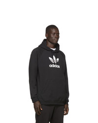 schwarzer und weißer bedruckter Pullover mit einem Kapuze von adidas Originals