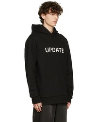 schwarzer und weißer bedruckter Pullover mit einem Kapuze von Xander Zhou