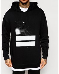 schwarzer und weißer bedruckter Pullover mit einem Kapuze von Asos