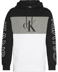 schwarzer und weißer bedruckter Pullover mit einem Kapuze von Calvin Klein Jeans