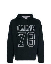 schwarzer und weißer bedruckter Pullover mit einem Kapuze von Calvin Klein Jeans