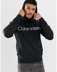 schwarzer und weißer bedruckter Pullover mit einem Kapuze von Calvin Klein