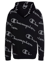 schwarzer und weißer bedruckter Pullover mit einem Kapuze von Champion