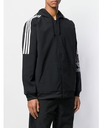 schwarzer und weißer bedruckter Pullover mit einem Kapuze von adidas