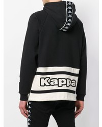 schwarzer und weißer bedruckter Pullover mit einem Kapuze von Kappa Kontroll