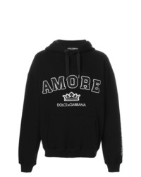 schwarzer und weißer bedruckter Pullover mit einem Kapuze von Dolce & Gabbana