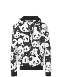 schwarzer und weißer bedruckter Pullover mit einem Kapuze von Dolce & Gabbana