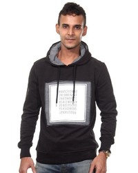 schwarzer und weißer bedruckter Pullover mit einem Kapuze von EX-PENT