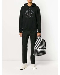 schwarzer und weißer bedruckter Pullover mit einem Kapuze von Kenzo