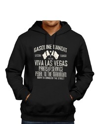 schwarzer und weißer bedruckter Pullover mit einem Kapuze von GASOLINE BANDIT®