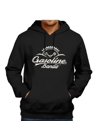 schwarzer und weißer bedruckter Pullover mit einem Kapuze von GASOLINE BANDIT®