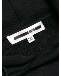 schwarzer und weißer bedruckter Pullover mit einem Kapuze von McQ Alexander McQueen