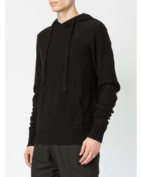 schwarzer und weißer bedruckter Pullover mit einem Kapuze von Ziggy Chen