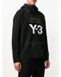 schwarzer und weißer bedruckter Pullover mit einem Kapuze von Y-3