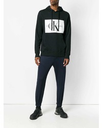 schwarzer und weißer bedruckter Pullover mit einem Kapuze von Calvin Klein Jeans