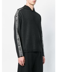 schwarzer und weißer bedruckter Pullover mit einem Kapuze von MSGM