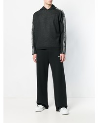 schwarzer und weißer bedruckter Pullover mit einem Kapuze von MSGM