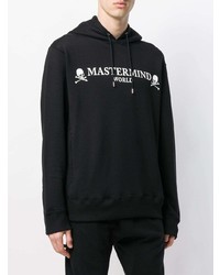 schwarzer und weißer bedruckter Pullover mit einem Kapuze von Mastermind World