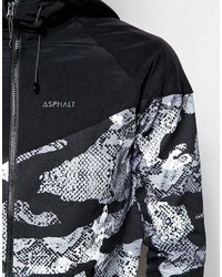 schwarzer und weißer bedruckter Pullover mit einem Kapuze von Asphalt Yacht Club