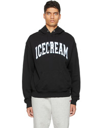 schwarzer und weißer bedruckter Pullover mit einem Kapuze von Icecream