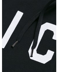 schwarzer und weißer bedruckter Pullover mit einem Kapuze von DSQUARED2