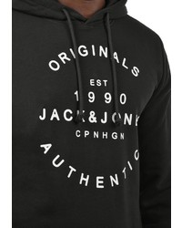 schwarzer und weißer bedruckter Pullover mit einem Kapuze von Jack & Jones