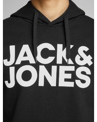 schwarzer und weißer bedruckter Pullover mit einem Kapuze von Jack & Jones