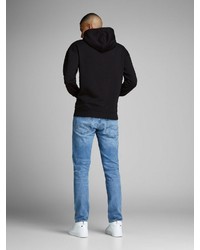 schwarzer und weißer bedruckter Pullover mit einem Kapuze von Jack & Jones