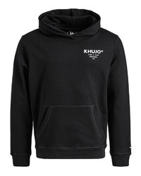 schwarzer und weißer bedruckter Pullover mit einem Kapuze von khujo