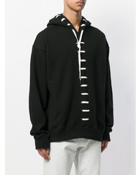 schwarzer und weißer bedruckter Pullover mit einem Kapuze von D.GNAK