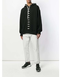 schwarzer und weißer bedruckter Pullover mit einem Kapuze von D.GNAK