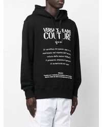 schwarzer und weißer bedruckter Pullover mit einem Kapuze von VERSACE JEANS COUTURE