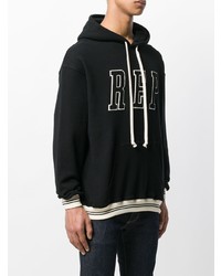 schwarzer und weißer bedruckter Pullover mit einem Kapuze von Represent