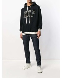 schwarzer und weißer bedruckter Pullover mit einem Kapuze von Represent