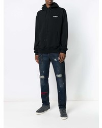 schwarzer und weißer bedruckter Pullover mit einem Kapuze von Off-White