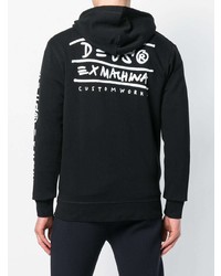 schwarzer und weißer bedruckter Pullover mit einem Kapuze von Deus Ex Machina