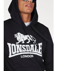 schwarzer und weißer bedruckter Pullover mit einem Kapuze von Lonsdale