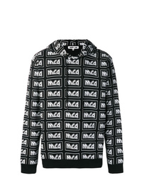 schwarzer und weißer bedruckter Pullover mit einem Kapuze von McQ Alexander McQueen