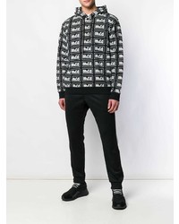 schwarzer und weißer bedruckter Pullover mit einem Kapuze von McQ Alexander McQueen