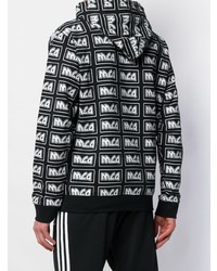 schwarzer und weißer bedruckter Pullover mit einem Kapuze von McQ Alexander McQueen