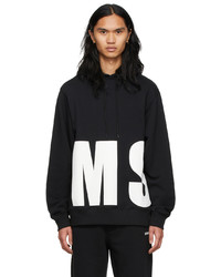 schwarzer und weißer bedruckter Pullover mit einem Kapuze von MSGM
