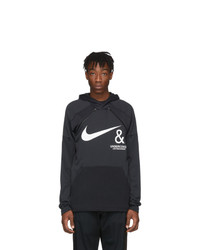 schwarzer und weißer bedruckter Pullover mit einem Kapuze von Nike