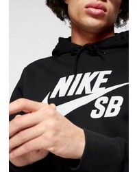 schwarzer und weißer bedruckter Pullover mit einem Kapuze von Nike SB