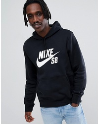 schwarzer und weißer bedruckter Pullover mit einem Kapuze von Nike SB